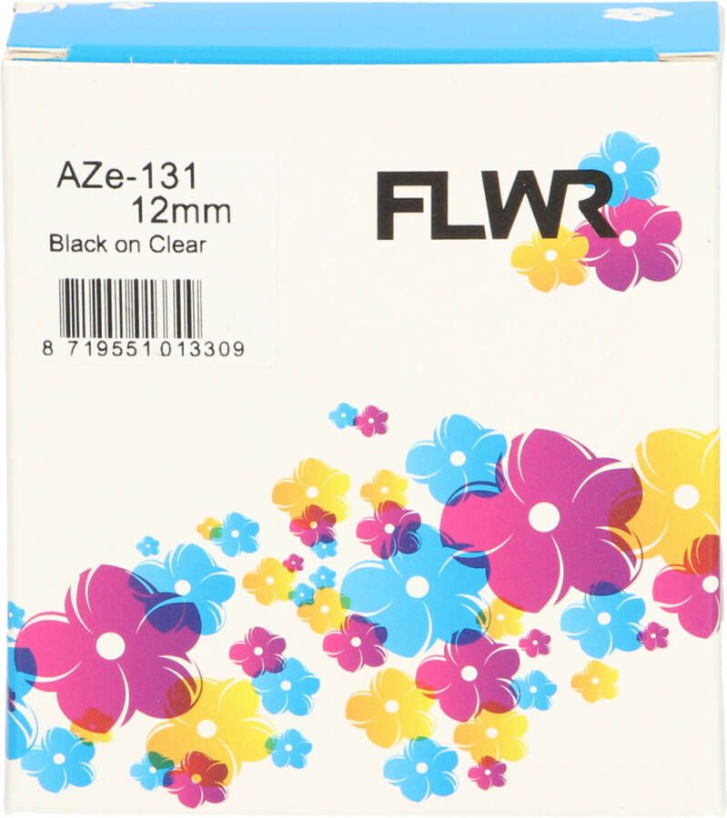 Brother FLWR TZe-131 zwart op transparant breedte 12 mm labels