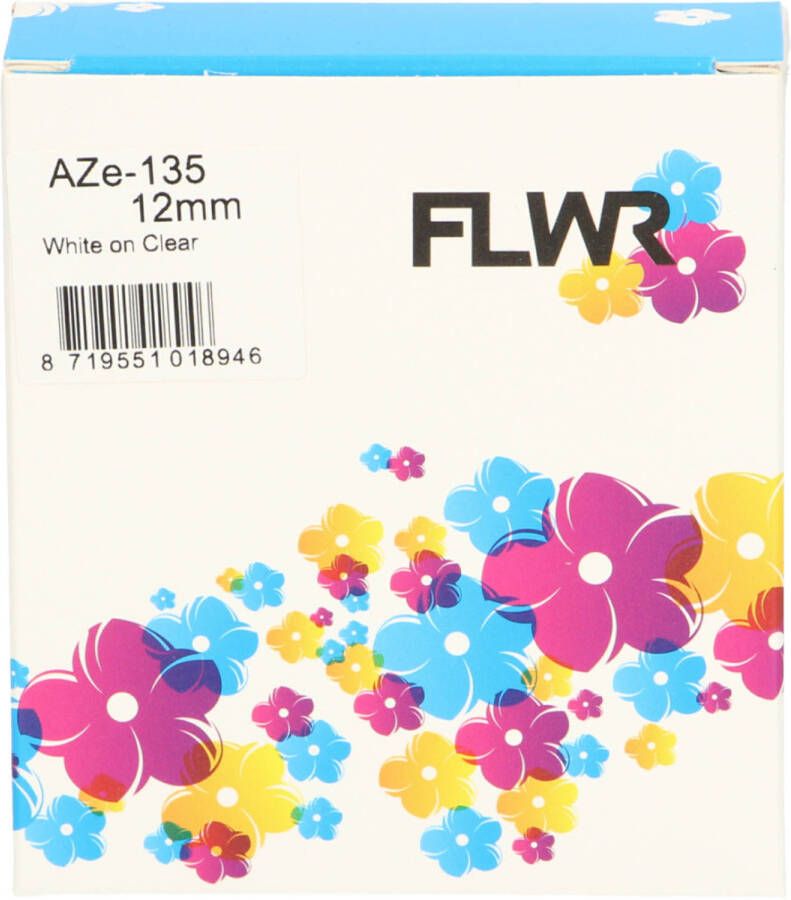 Brother FLWR TZE-135 wit op transparant breedte 12 mm labels