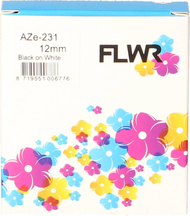 Brother FLWR TZE-231 zwart op wit breedte 12 mm labels