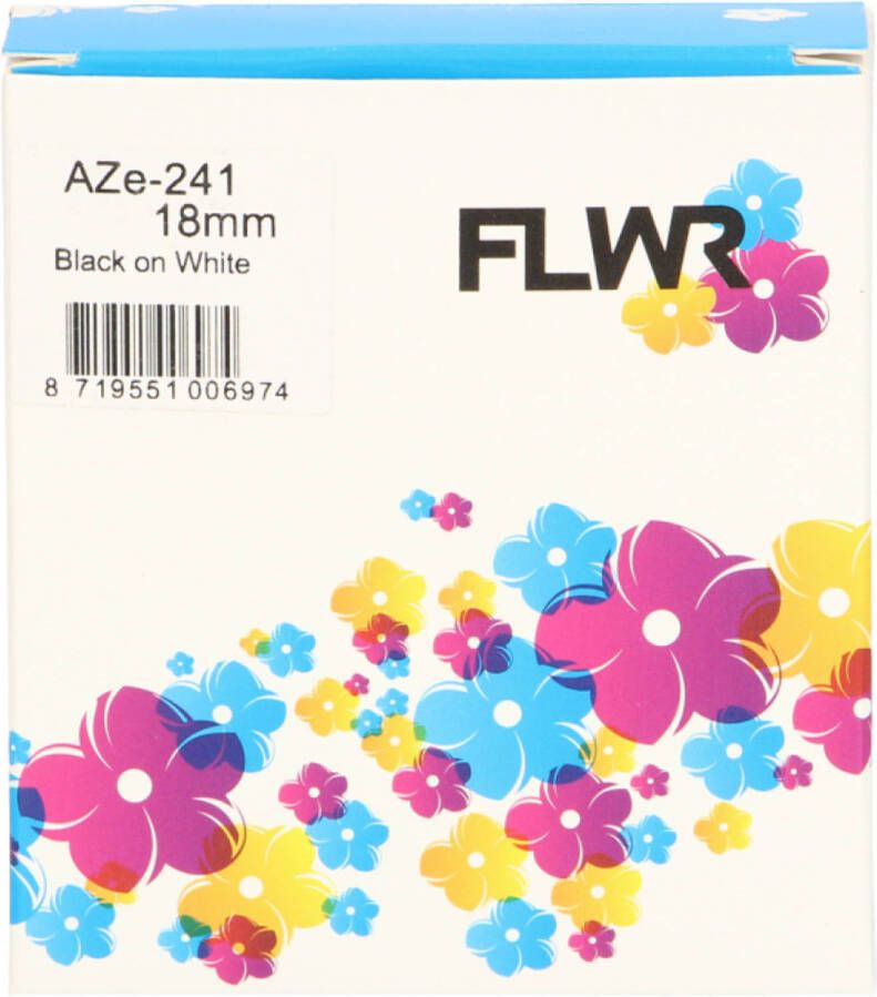 Brother FLWR TZE-241 zwart op wit breedte 18 mm labels