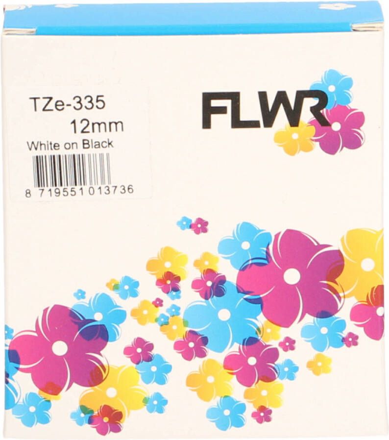 Brother FLWR TZe-335 wit op zwart breedte 12 mm labels