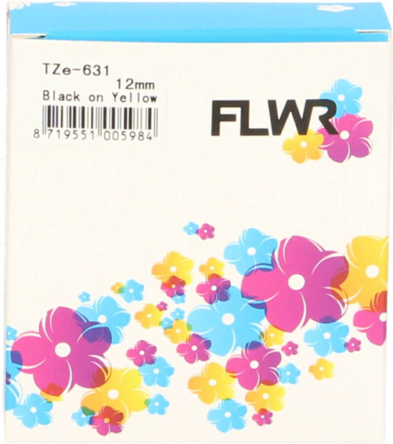 Brother FLWR TZE-631 zwart op geel breedte 12 mm labels