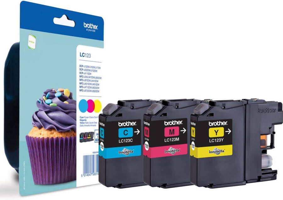 Brother inktcartridge 600 pagina&apos;s OEM LC-123RBWBP 3 kleuren 4 stuks