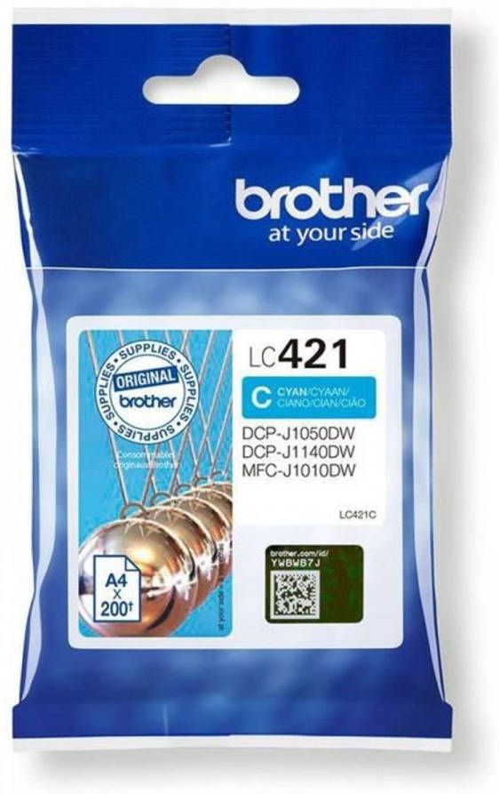 Brother LC421C Inktcartridge Cyaan Standaardcapaciteit 200 pagina&apos;s Voor DCP-J1050DW MFC-J1010DW en DCP-J1140DW