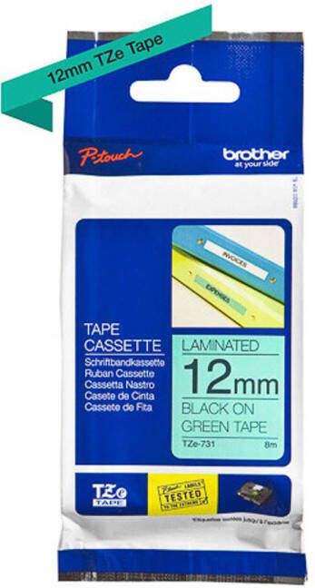 Brother printlint cassette TZE-731 groen zwart 12 mm