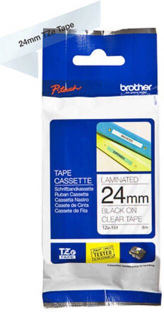 Brother printlintcassette TZE-151 kleurloos zwart 24 mm