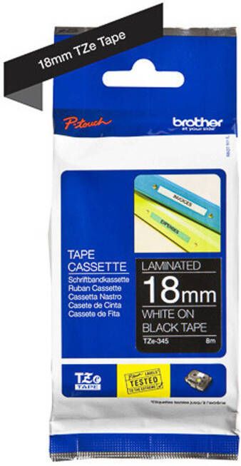 Brother Printlintcassette TZE-345 zwart wit 18 mm