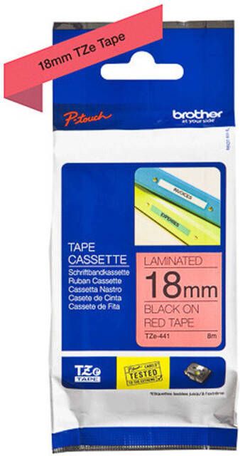 Brother Printlintcassette TZE-441 rood zwart 18 mm