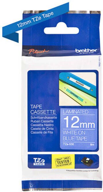 Brother printlintcassette TZE-535 blauw wit 12 mm