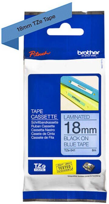 Brother Printlintcassette TZE-541 blauw zwart 18 mm