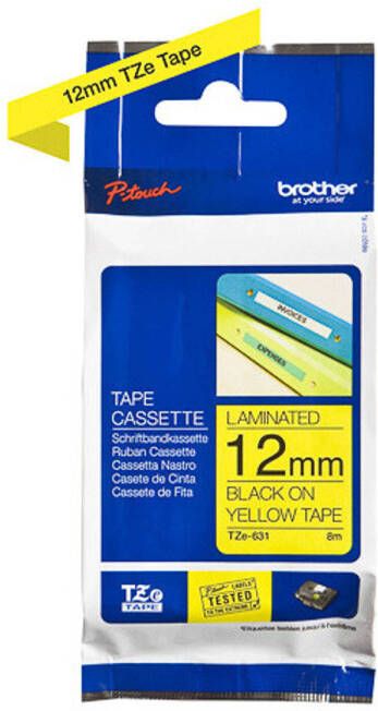 Brother Printlintcassette TZE-631 geel zwart 12 mm