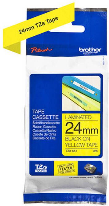 Brother Printlintcassette TZE-651 geel zwart 24 mm