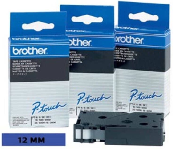 Brother TC tape voor P-Touch 12 mm zwart op blauw