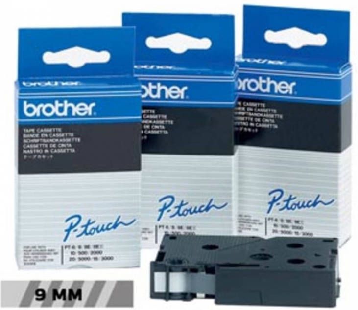 Brother TC tape voor P-Touch 9 mm zwart op transparant