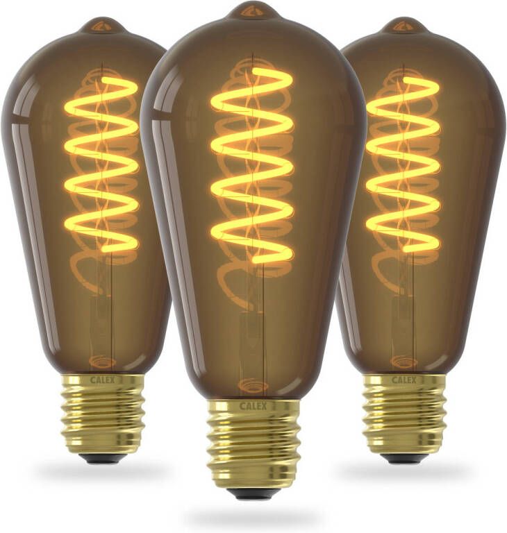 Calex Filament LED Lamp 3 stuks E27 ST64 Natural Dimbaar