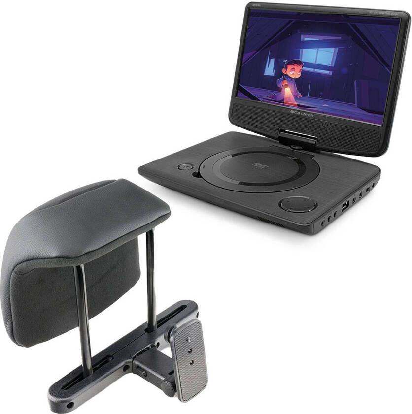 Caliber Draagbare DVD Speler Auto 10 Inch Scherm met USB en Accu Incl. Hoofdsteunhouder Koptelefoonaansluiting