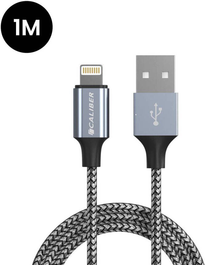 Caliber iPhone oplader kabel Lightning USB Kabel iPhone Kabel Sterke Nylon Oplaadkabel & Datakabel (CL-UL-1PACK)