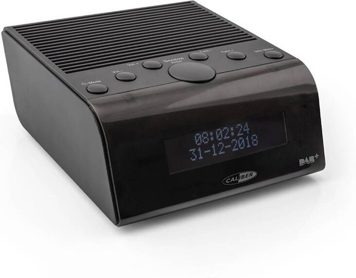 Caliber Wekkerradio Dab Plus en FM Radio Dual Alarm met Snooze Op Stroom en Batterij Zwart (HCG011DAB)