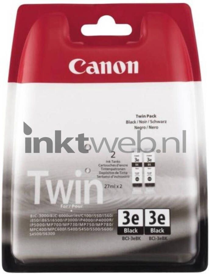 Canon BCI-3eBK twinpack zwart cartridge