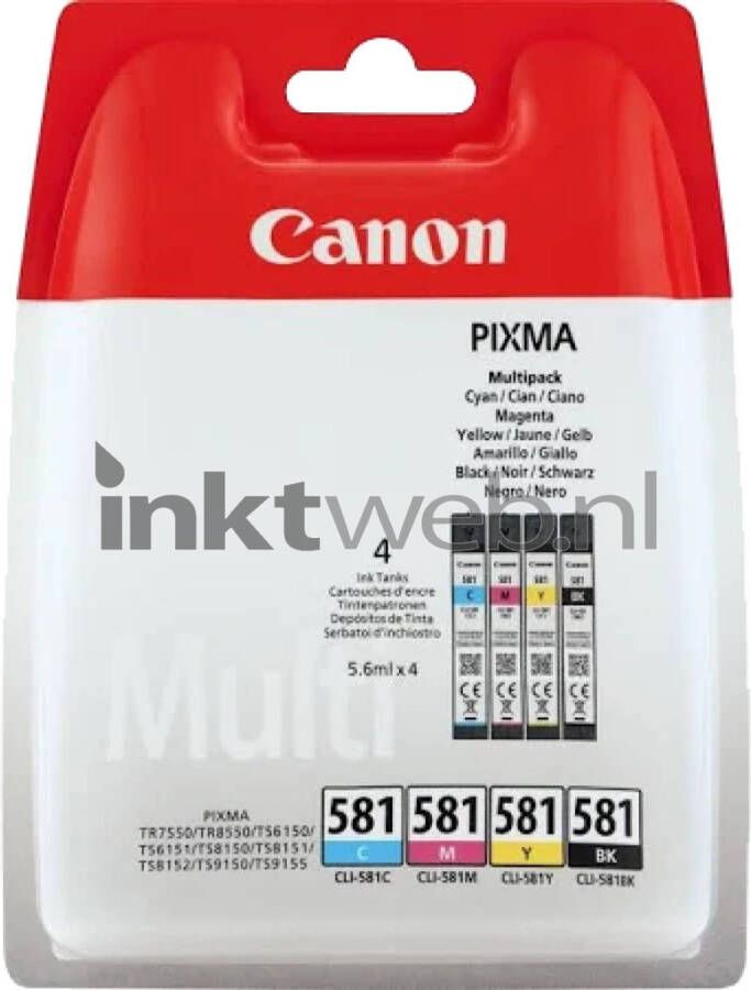 Canon CLI-581 4-pack zwart en kleur cartridge