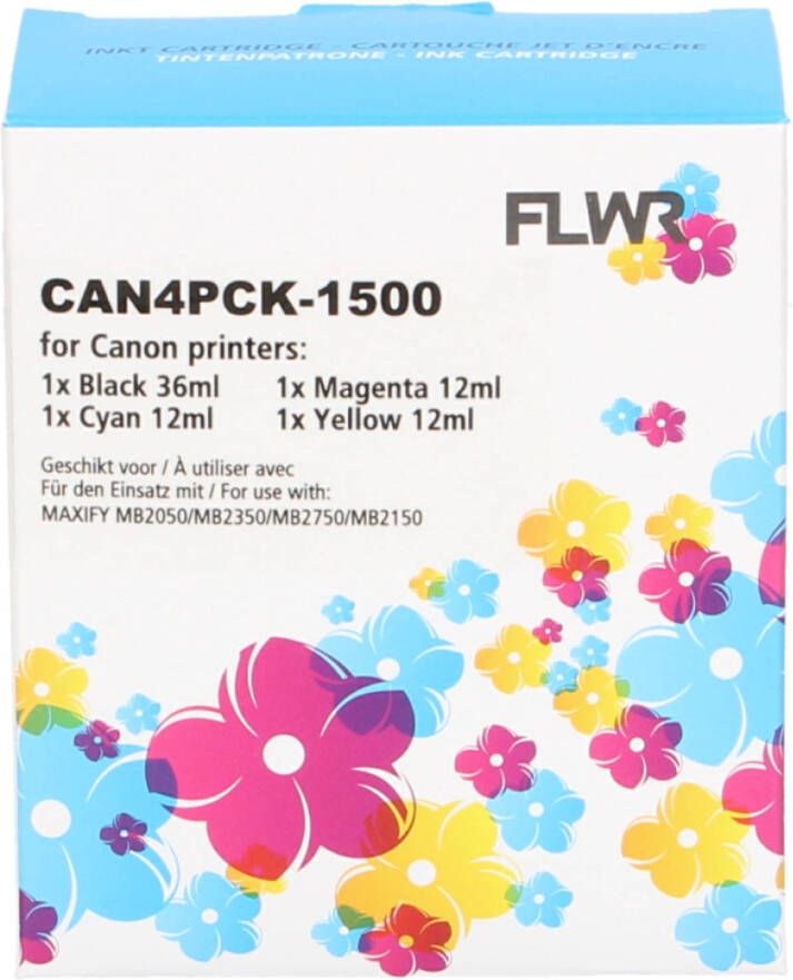 Canon FLWR PGI-1500XL 4-pack zwart en kleur cartridge