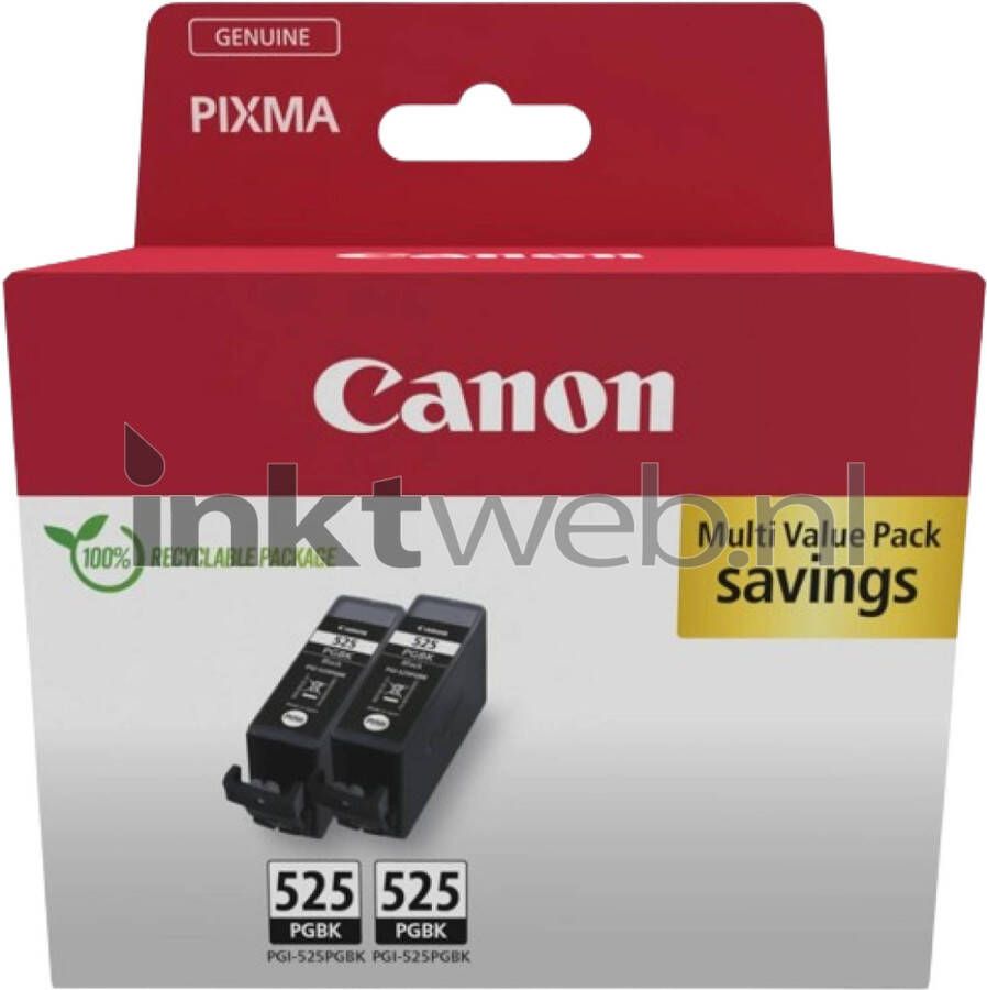 Canon inktcartridge PGI-525PGBK 311 pagina&apos;s OEM 4529B017 zwart pak van 2 stuks