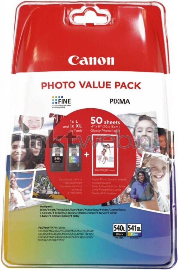 Canon PG-540L CL-541XL Multipack met fotopapier zwart en kleur cartridge