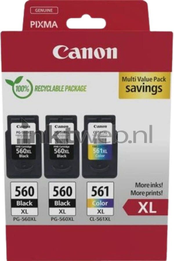 Canon PG-560XLx2 CL-561XL Multipack zwart en kleur cartridge