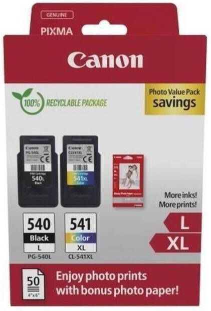 Canon photo value pack 1 x PG-540L + 1 x CL-541XL 300 400 OEM 5224B012 4 kleuren