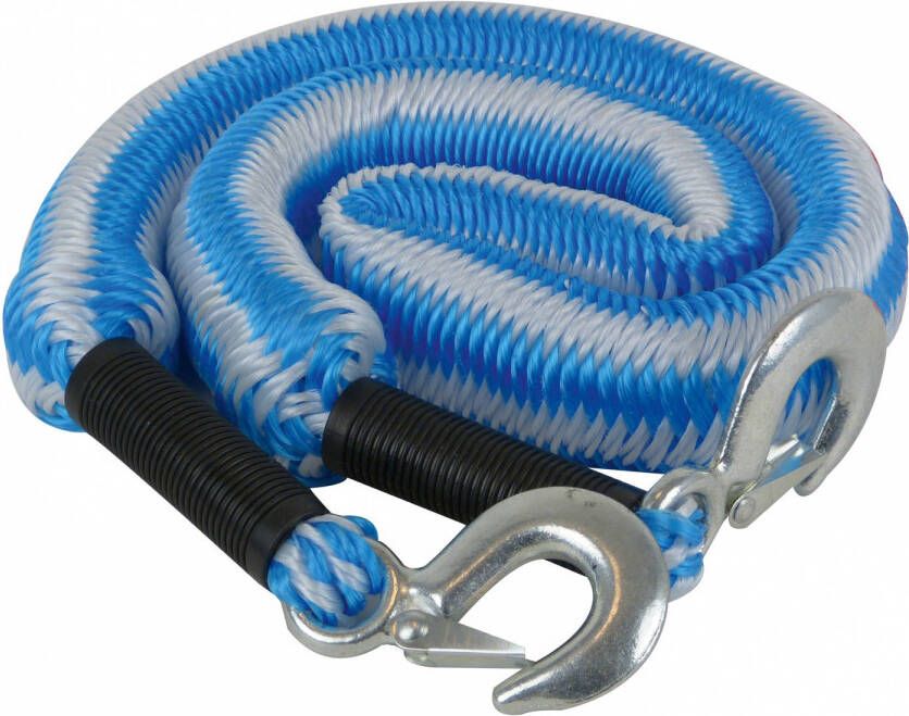 Carpoint Sleepkabel TUV stretch 2 ton 4 meter blauw wit in zipperbag