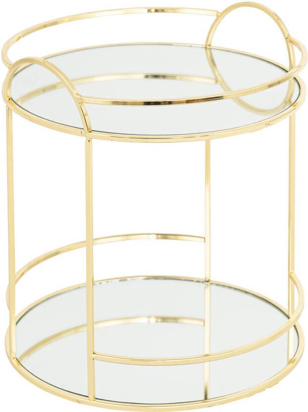 CASA DI ELTURO Etagère Organizer 2 laags Mirror Tray Goudkleurig Ø21 x H23 cm