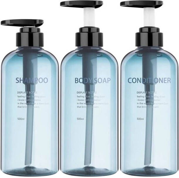 CASA DI ELTURO Set van 3 Navulbare Fles met Pomp Petrol Blauw 500ml Voor Shampoo conditioner en Bodywash