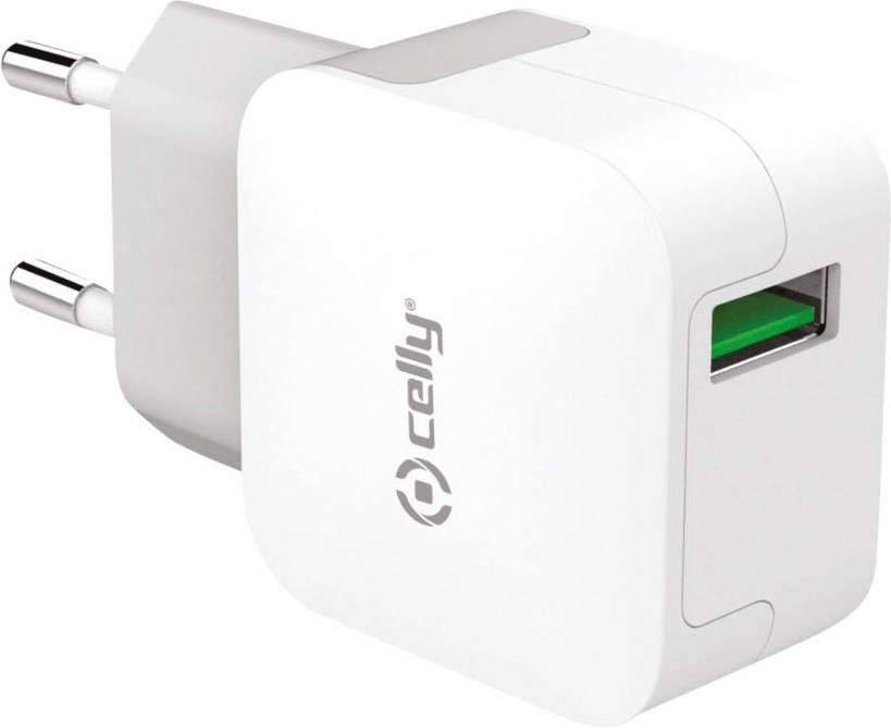 Celly thuislader Turbo Charger single USB 2.4A wit