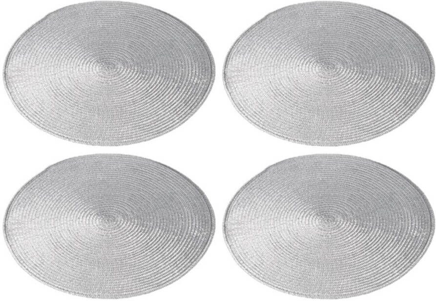 Cepewa 4x stuks ronde placemats zilver polypropeen 38 cm Placemats
