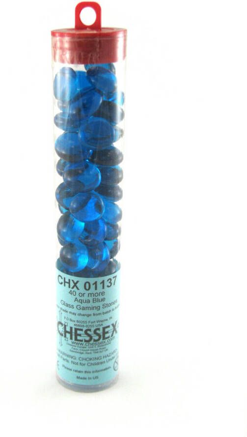 Chessex Glass Gaming Stones Crystal Aqua (40+)