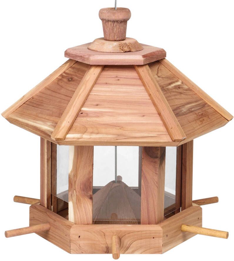 CHI Houten Vogelhuisje voedersilo 26 Cm Vogelvoederhuisjes