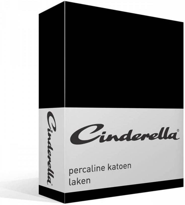 Cinderella Basic percaline katoen laken 100% percaline katoen 1-persoons (160x260 cm) Zwart