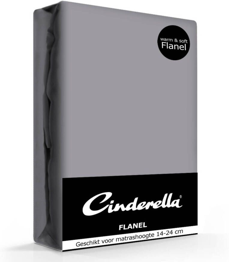 Cinderella flanellen hoeslaken anthracite-180 x 200 210 cm