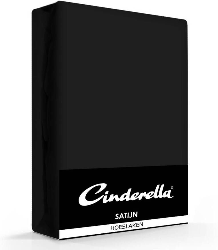 Cinderella Hoeslaken Satijn Black-160 x 200 cm