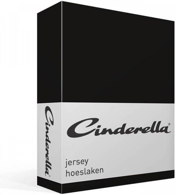 Cinderella Jersey Hoeslaken 100% Gebreide Jersey Katoen Lits-jumeaux (180x200 Cm) Black
