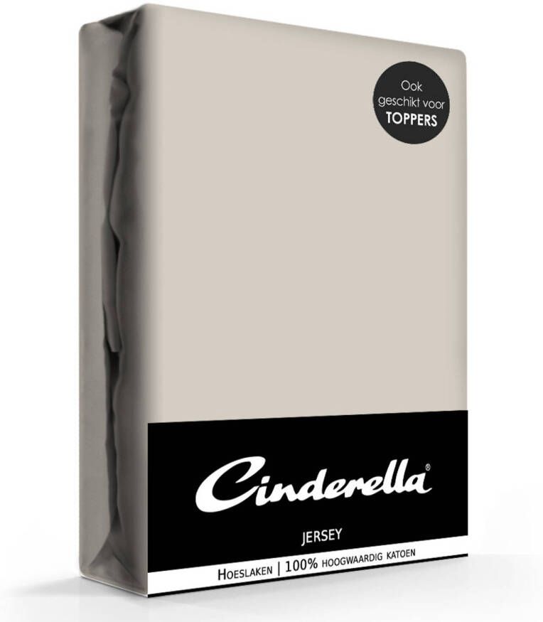 Cinderella jersey hoeslaken taupe-200 x 210 220 cm