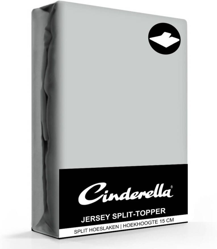 Cinderella Splittopper Hoeslaken Jersey Katoen Stretch Single Split light grey 200x200 210cm - Foto 2