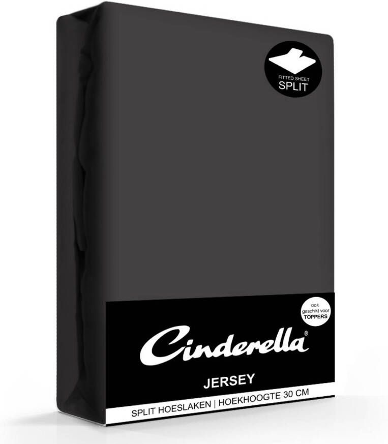 Cinderella jersey splithoeslaken antracite-200x200 210cm