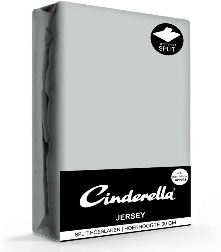 Cinderella jersey splithoeslaken light grey-180 x 200 210 cm