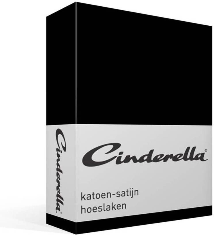 Cinderella katoen-satijn hoeslaken 100% katoen-satijn 2-persoons (140x200 cm) Black