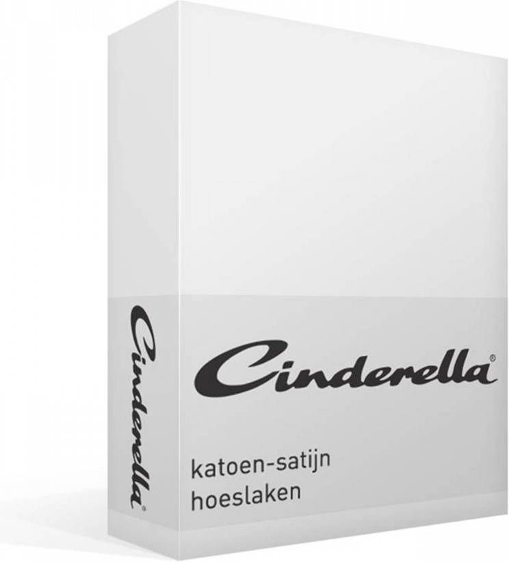 Cinderella katoen-satijn hoeslaken 100% katoen-satijn Lits-jumeaux (180x220 cm) White