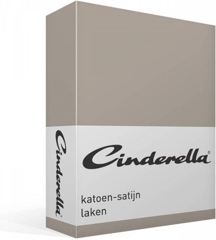Cinderella katoen-satijn laken 100% katoen-satijn Lits-jumeaux (300x270 cm) Taupe
