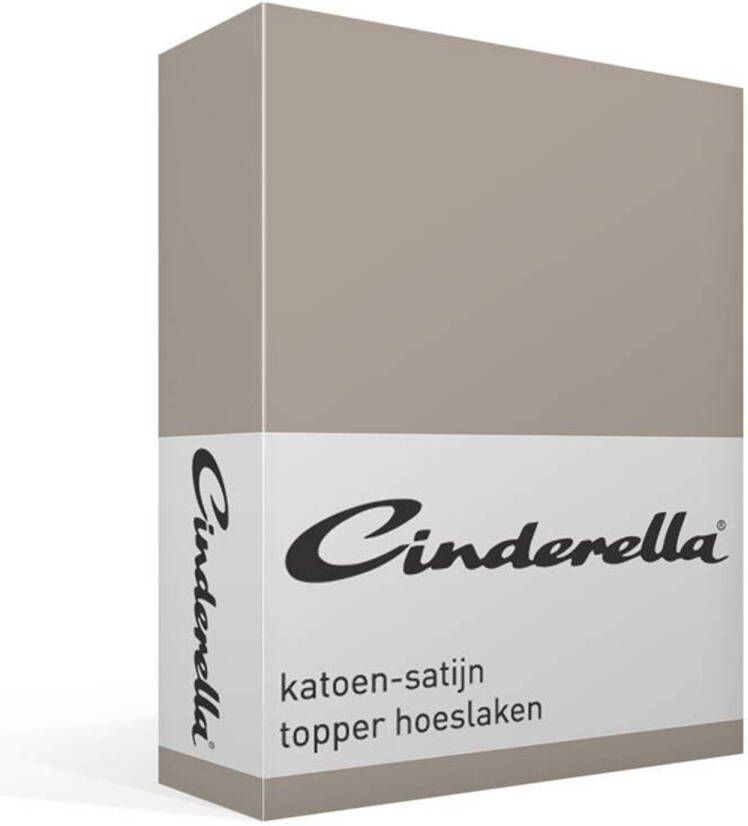 Cinderella Sundays Hoeslaken Topper 100% Katoen-Satijn 2 Persoons 160x210 cm tot 15 cm Taupe - Foto 2