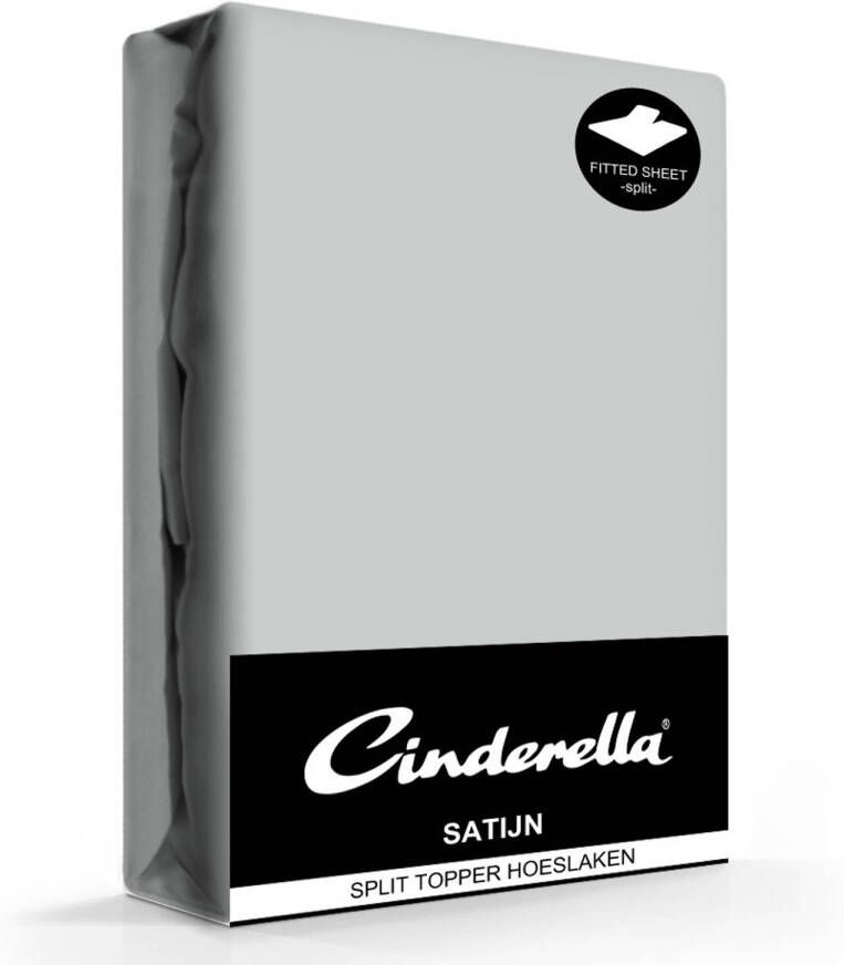 Cinderella Splittopper Hoeslaken Satijn Light Grey-160 x 200 cm