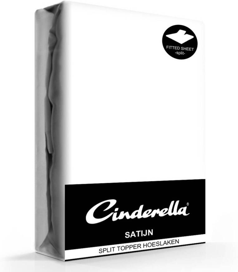 Cinderella Sundays Hoeslaken Single Split Topper 100% Katoen-Satijn 160x200 cm tot 15 cm Wit - Foto 5